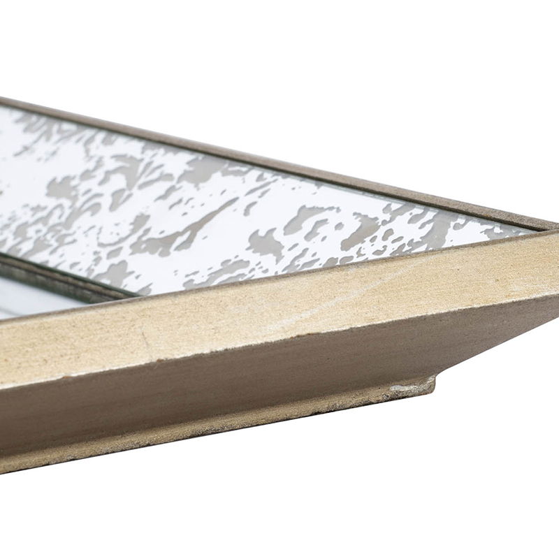 Antique Rectangle Mirror with Floral Accents - Pearl Silver