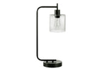 Modern Black Table Lamp with USB Port and Glass Shade