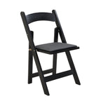 Solid Wood Upholstered Folding Chair Set with Padded Seat - Black