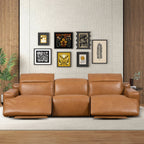 Triple Power Recliner Sofa with Three-Stage Reclining - Tan