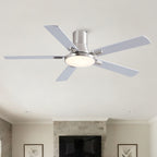 Flush Mount Ceiling Fan with LED Light and Remote Control - Black, White, Pearl Silver