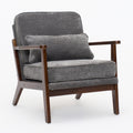 Living Room Chair with Lumbar Pillow and Solid Wood Frame - Dark Gray, Dark Green, Beige