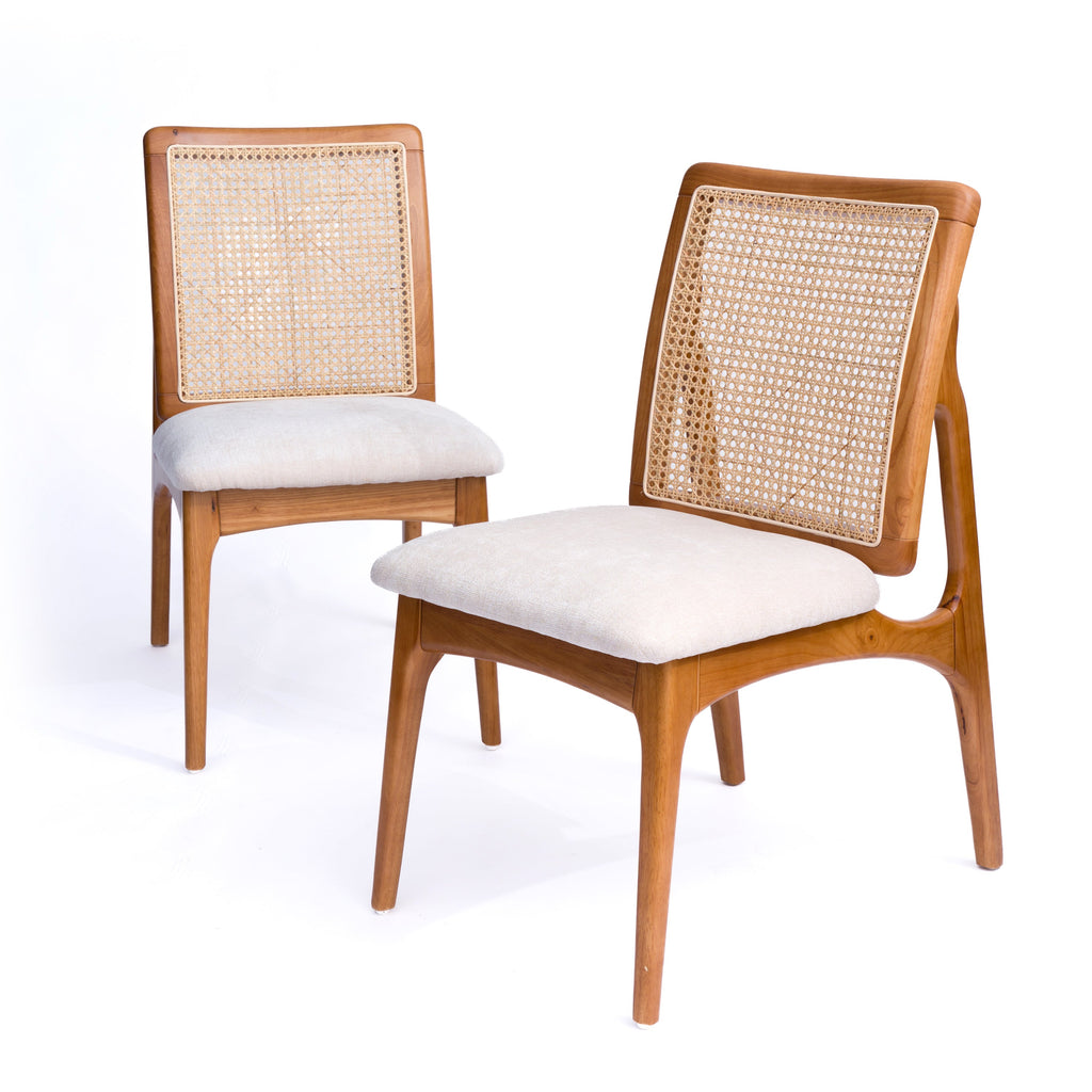 7-Piece Extendable Wood Dining Set with Rattan-Back Chairs