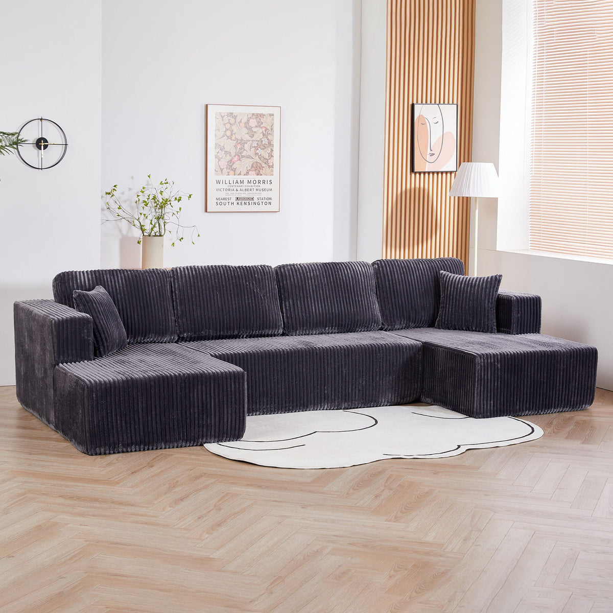 U-Shape Modular Sectional Sofa with Modular Design - Corduroy