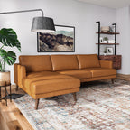 Light Brown L-Shaped Sectional Sofa with Solid Eucalyptus Wood Frame