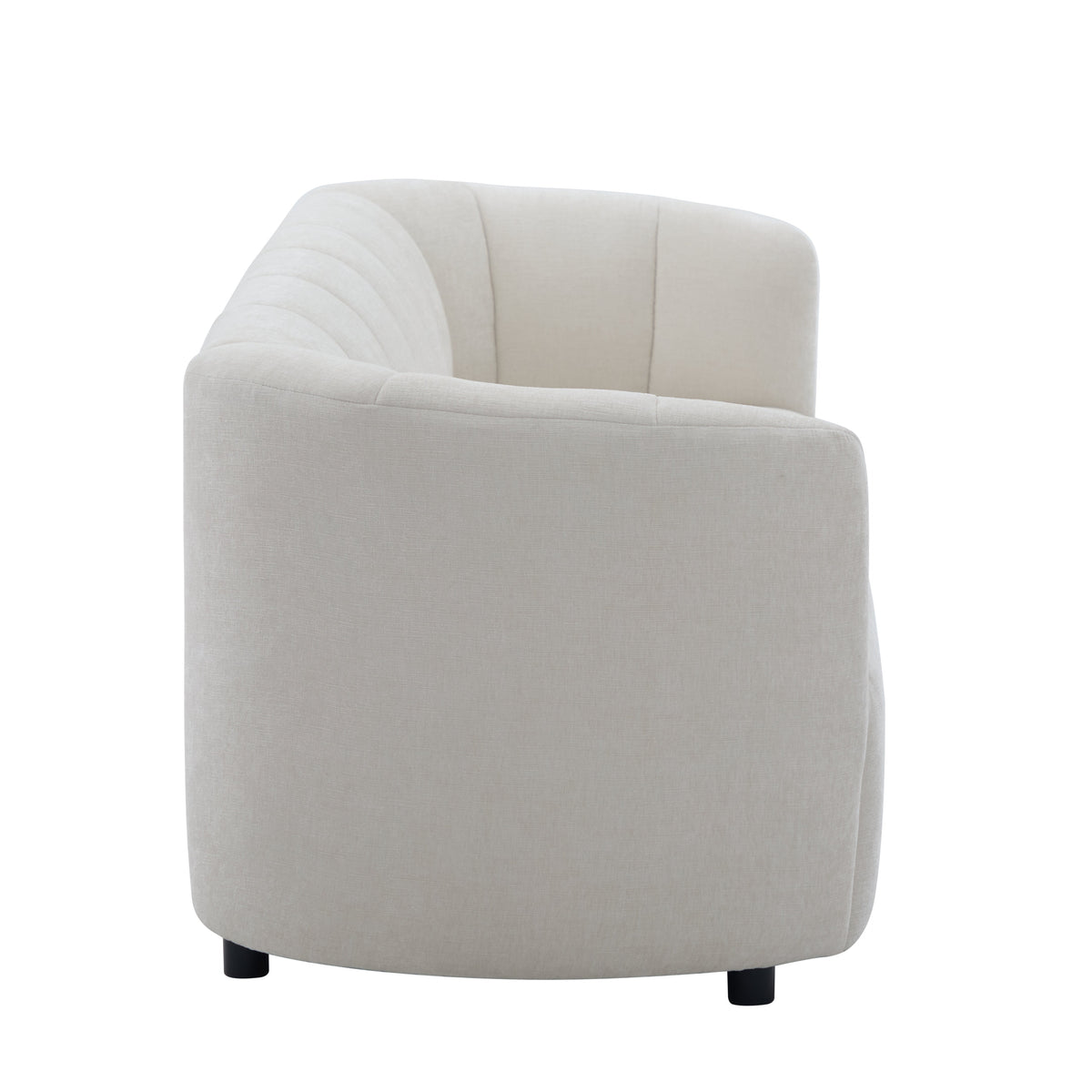 Modern Curved Chenille Sofa Couch with Sturdy Wood Frame – Cream