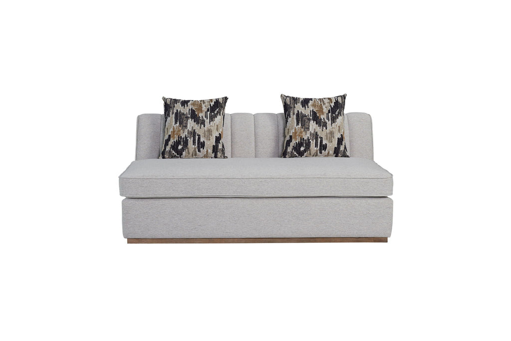 Channel Armless Loveseat with Dacron-Wrapped Cushions - Off White