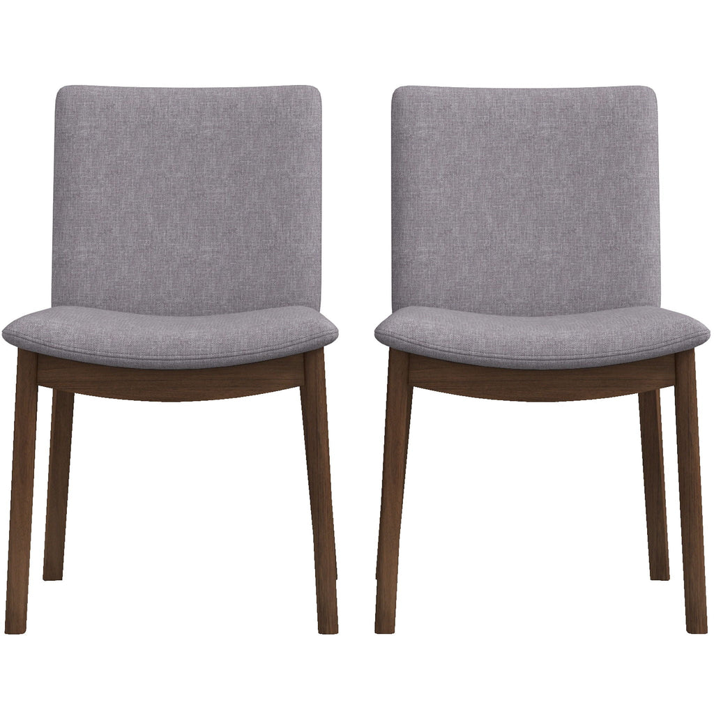 Mid-Century Modern Solid Wood Dining Chair Set with Fabric Upholstery - Multiple Colors