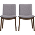 Mid-Century Modern Solid Wood Dining Chair Set with Fabric Upholstery - Multiple Colors