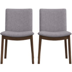 Mid-Century Modern Solid Wood Dining Chair Set with Fabric Upholstery - Multiple Colors