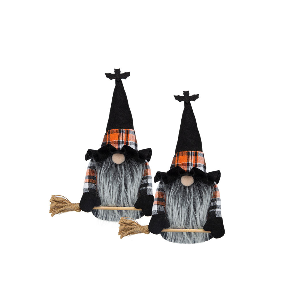 10.6"H Halloween Gnome Decor Set of 2 with Handcrafted Detail - Orange