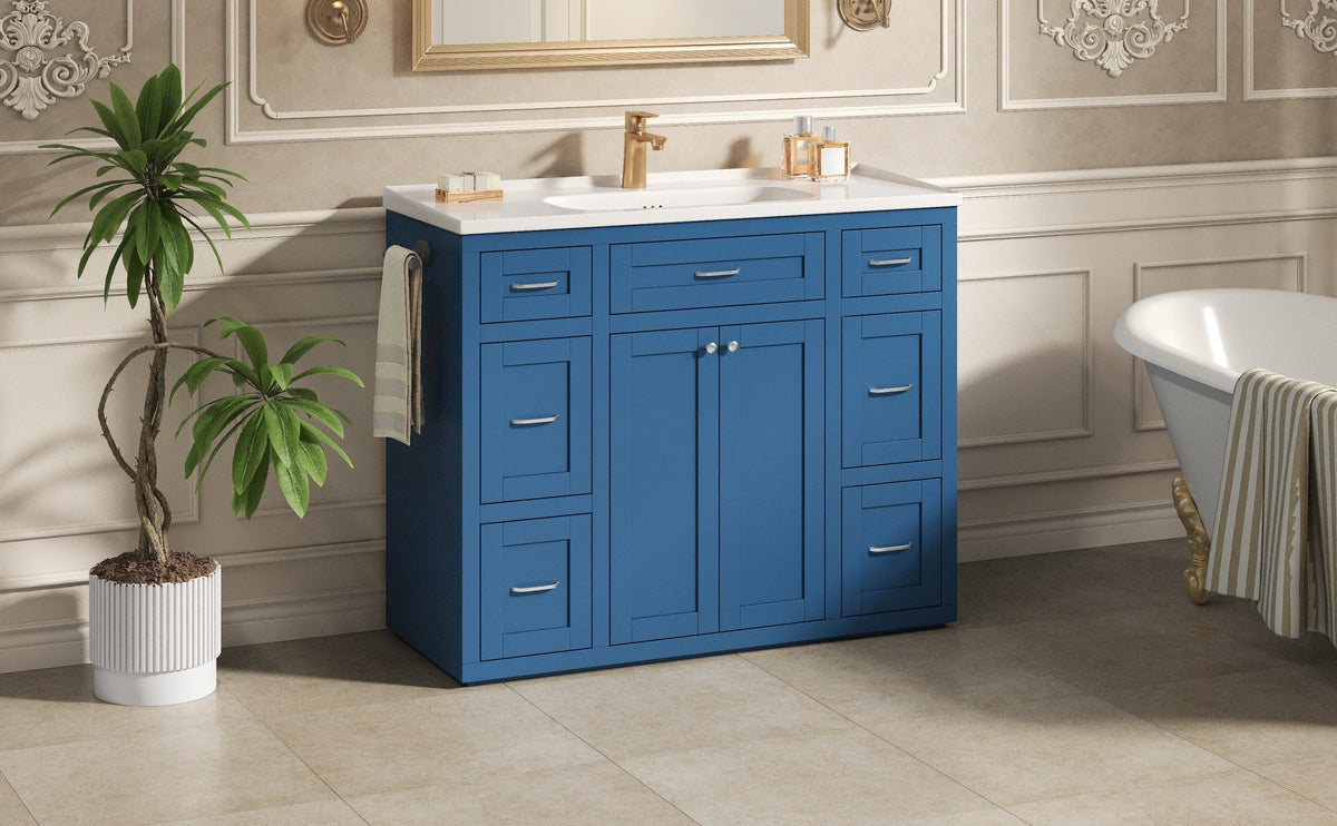 Navy Blue 48" Bathroom Vanity with Ceramic Sink - Navy Blue
