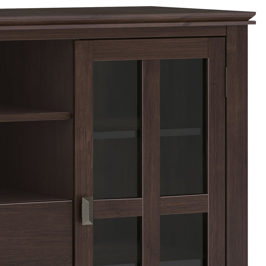 Tall TV Media Stand with Adjustable Storage - Dark Chestnut Brown