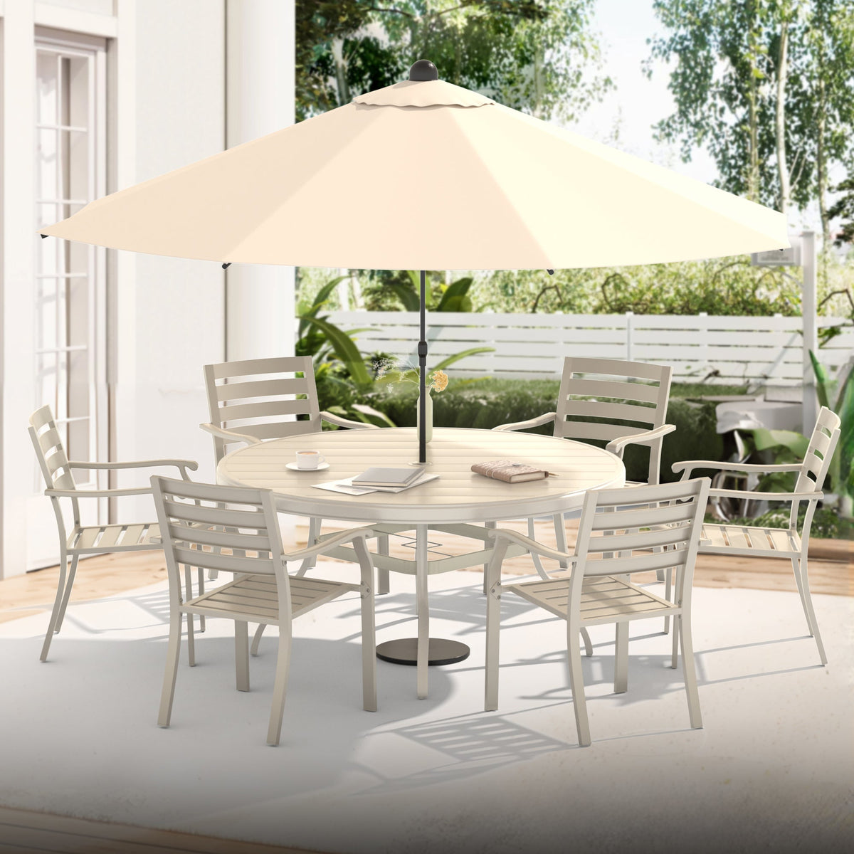 Iron Terrace Dining Chairs with Ecoating Finish - Cream Color
