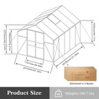 Gain Height Windproof Greenhouse with Heavy-Duty Frame - Black