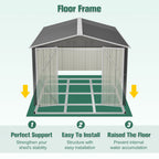 Lockable Metal Shed 8x12 FT with Aluminum Frame - Gray
