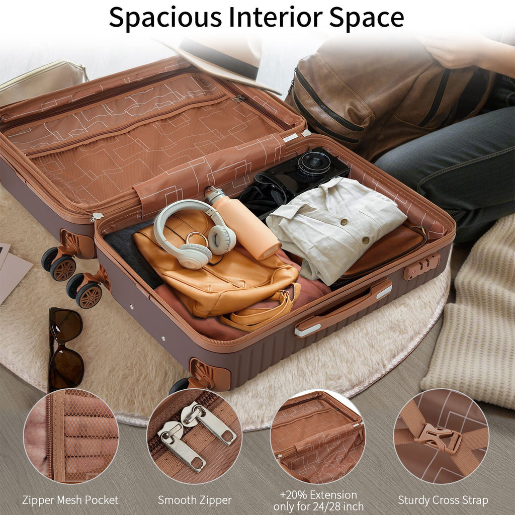 4 Piece Hard Shell Luggage Set with Spinner Wheels - Multiple Colors