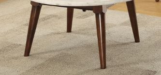Gasha Coffee Table with White Marble Top and Walnut Legs - White Marble / Walnut