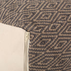 Hand Loomed Cotton Pouf with Polystyrene Fill - Dark Gray / Brown