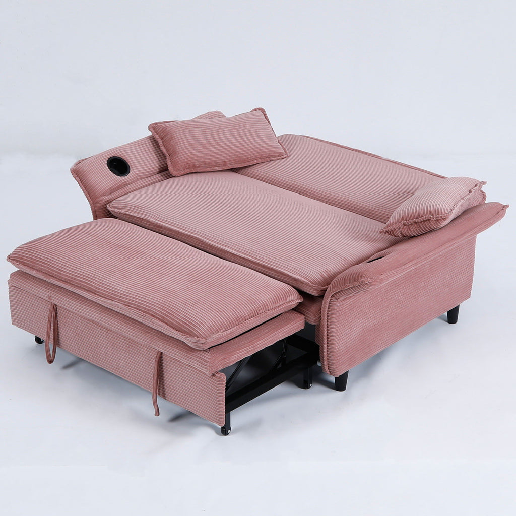 Modern Fabric Sofa Bed with Adjustable Armrests and Backrests - Multiple Colors