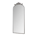 Vintage Arched Full Body Mirror with Carved Applique - Bronze or Pearl Silver