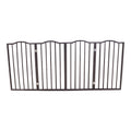 Freestanding Folding Pet Gate with Solid Populus Wood - Dark Brown
