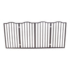 Freestanding Folding Pet Gate with Solid Populus Wood - Dark Brown