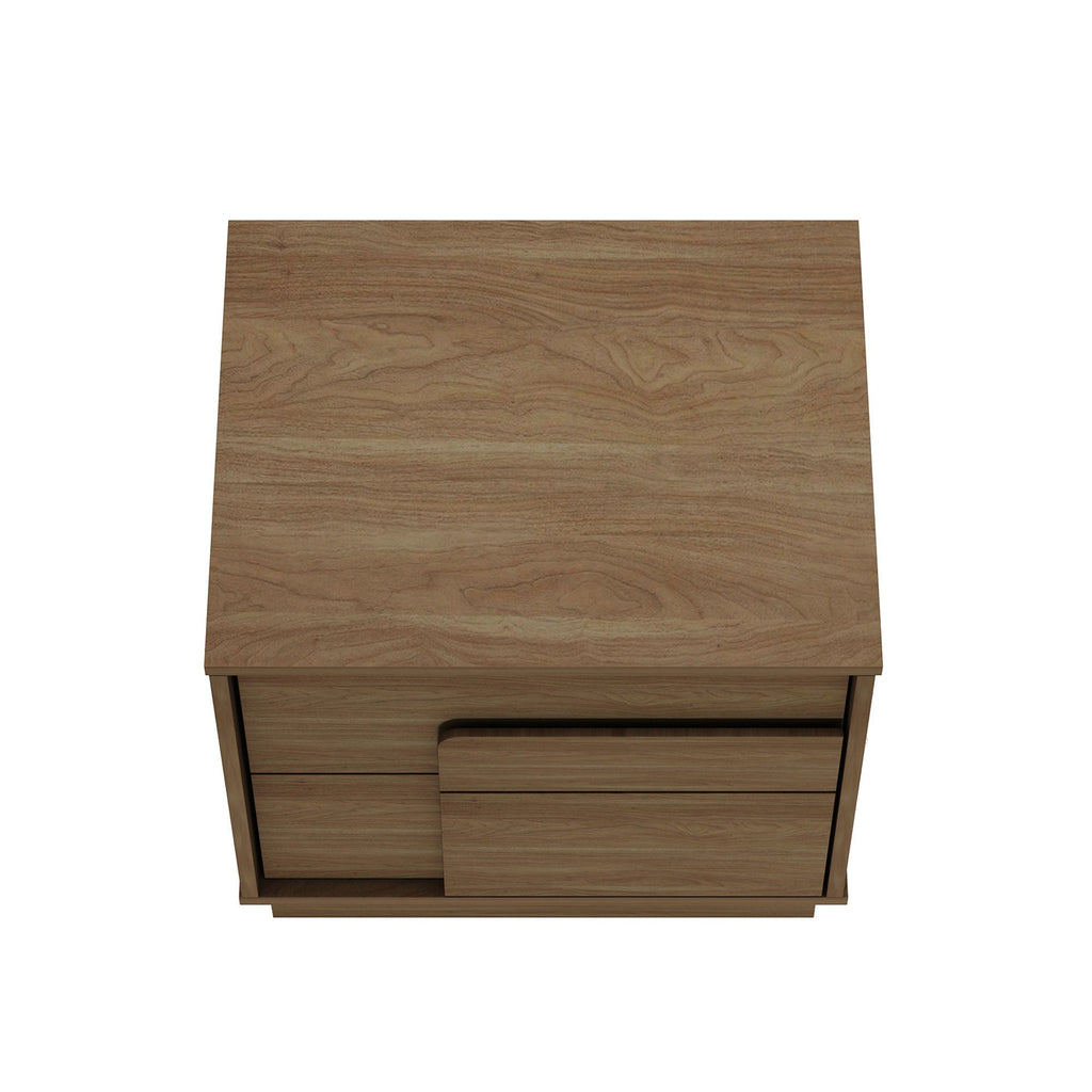Modern Nightstand with Push to Open Drawers - Dark Gray, Dark Brown, or Light Brown