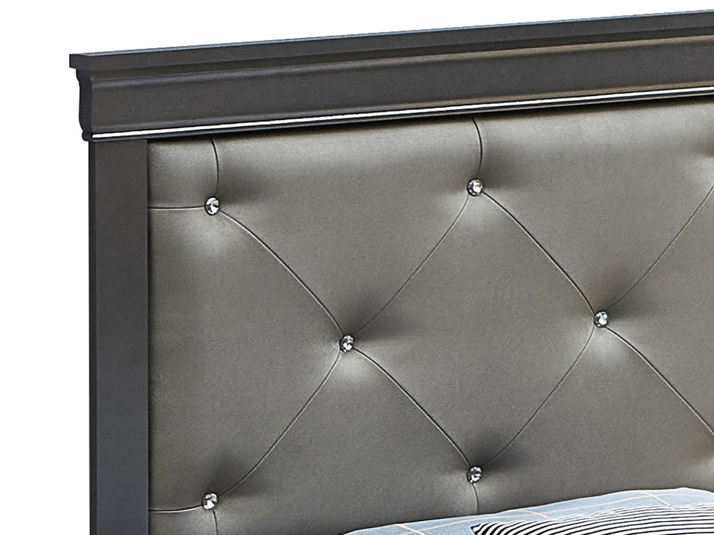 Lorana Twin Upholstered Bed with Tufted Headboard - Pearl Silver, Black, or Gray
