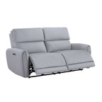 Power Motion Reclining Sofa with USB Port - Gray Faux Leather