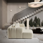 Modern Tufted Right Sectional Sofa with Toss Pillows - Ivory