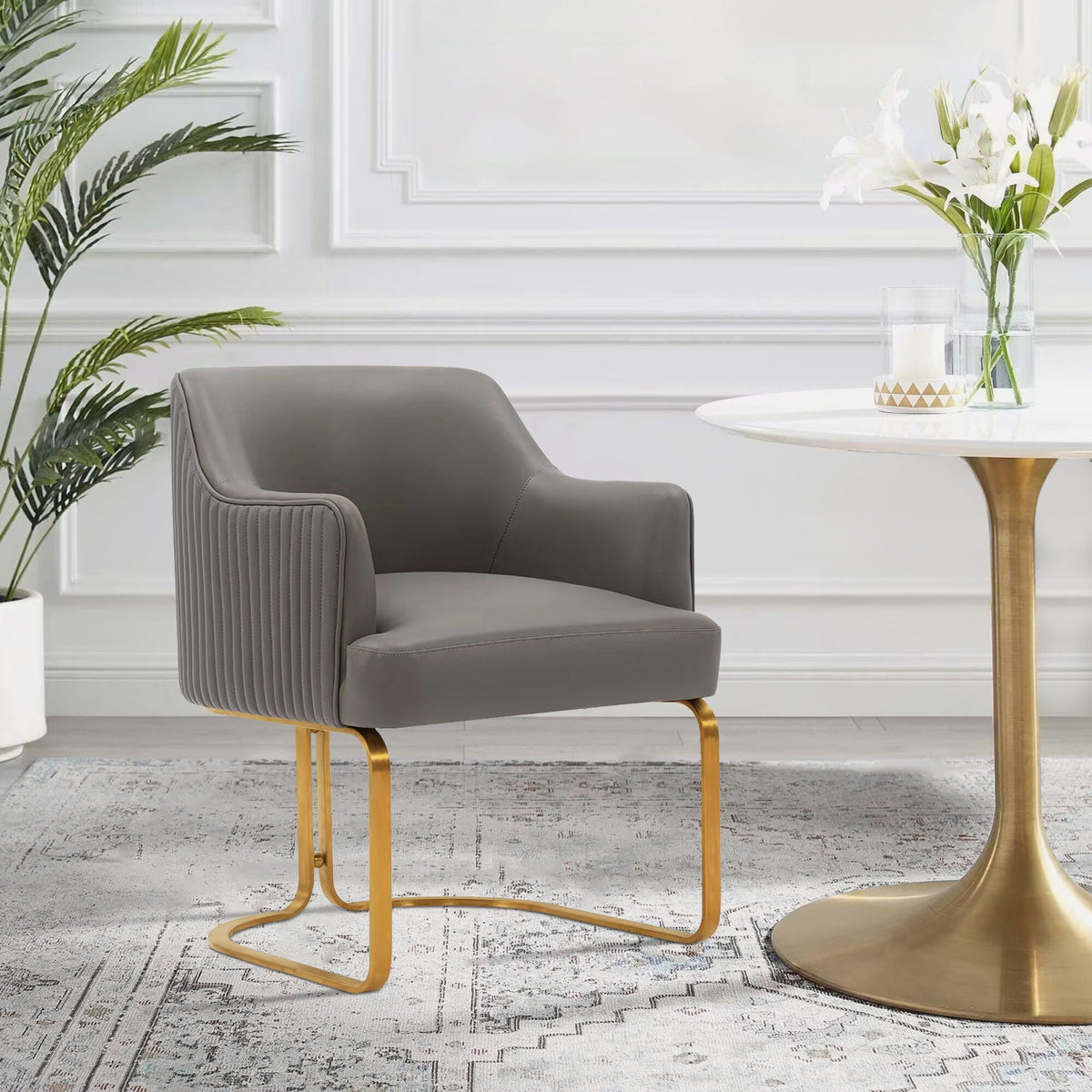 Modern Dining Chair with Solid Wood Frame - Dark Gray, Beige, or Black