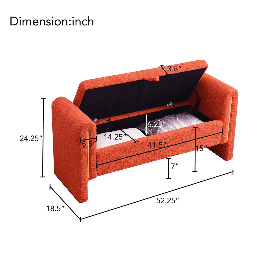 Modern Teddy Upholstered Bed End Bench with Storage - Multiple Colors
