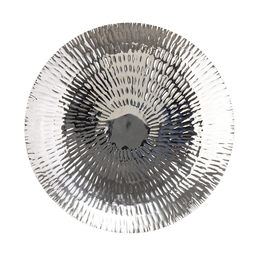 Textured Oversized Disc Wall Decor with Concealed Mounting - Silver