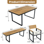 6-Piece Outdoor Dining Set with Acacia Wood - Beige or Gray