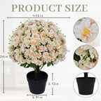 Artificial Snow Lotus Potted Plant with Lifelike White & Pink Blooms - White / Pink