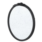 Round Hand Carved Rose Antique Wall Mirror with Intricate Detailing - Light Brown or Black