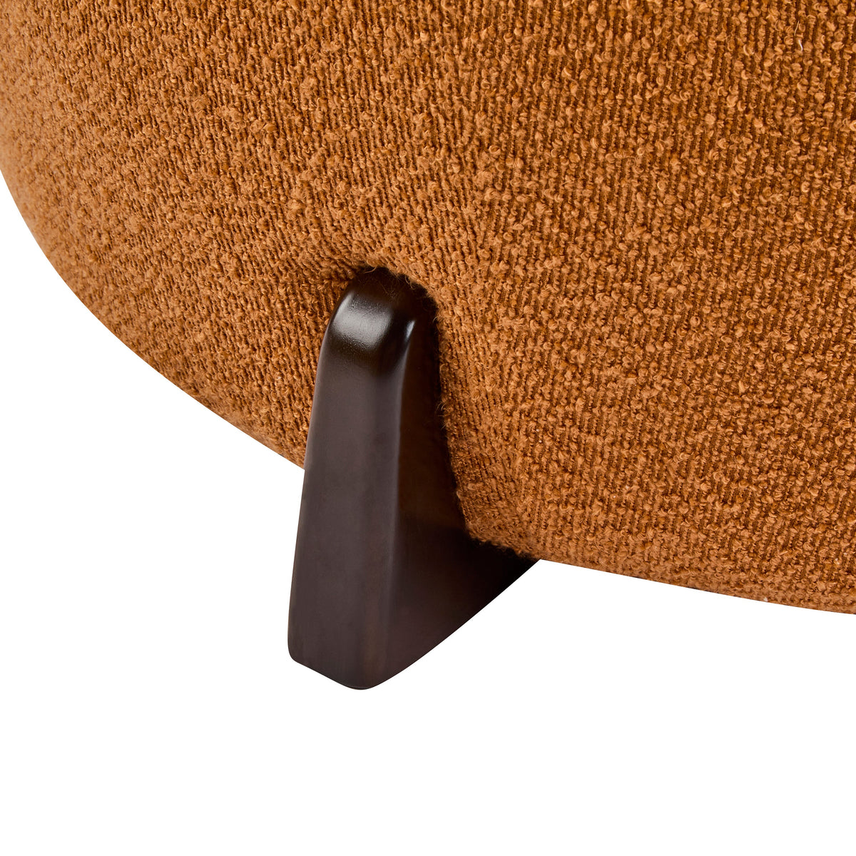 Boucle Round Ottoman with Splayed Rubber Wood Legs - Pumpkin