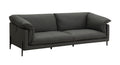Top Grain Leather Stationary Sofa with Memory Foam Cushions - Black
