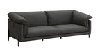 Top Grain Leather Stationary Sofa with Memory Foam Cushions - Black