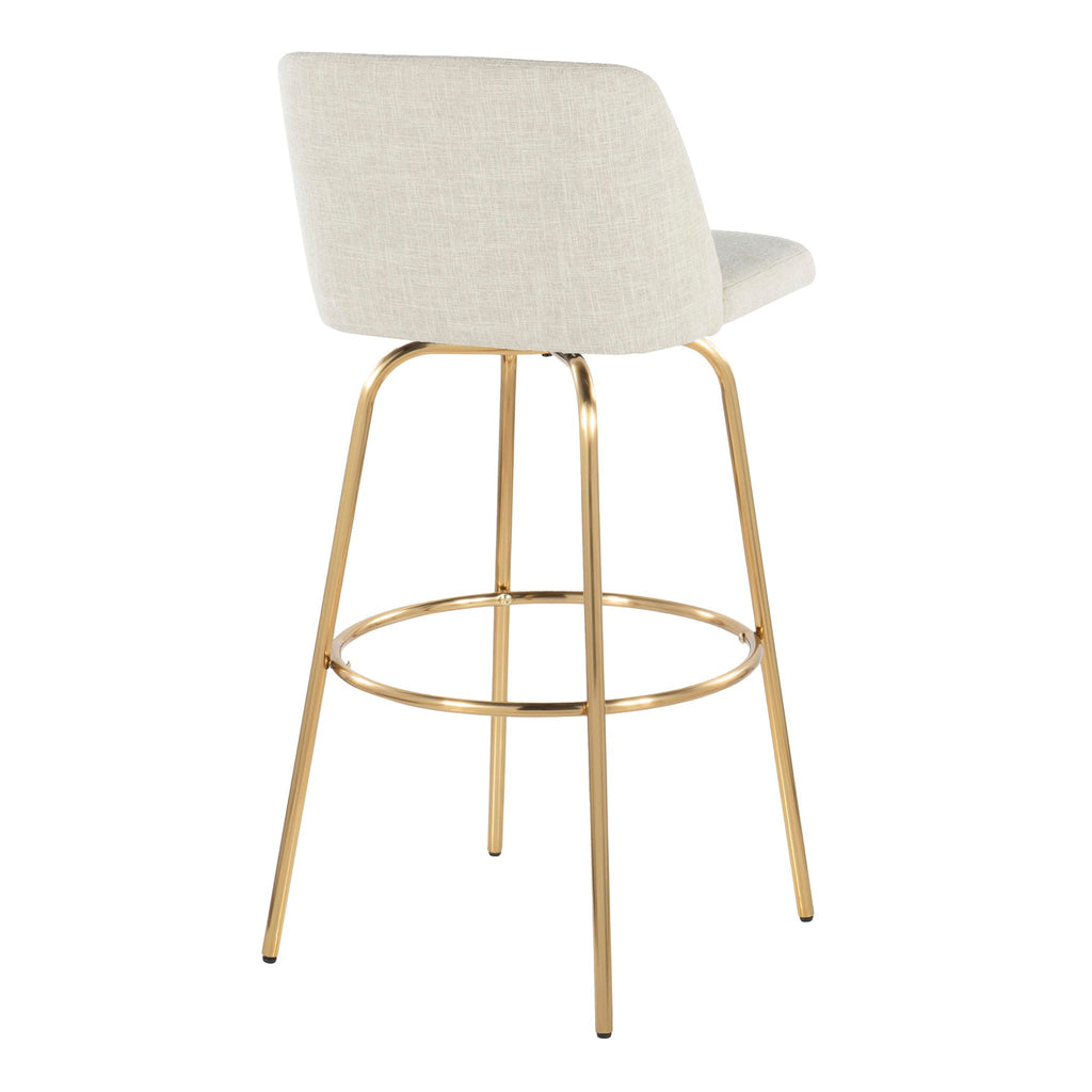 Contemporary Swivel Barstool Set with Round Footrest - Multiple Colors