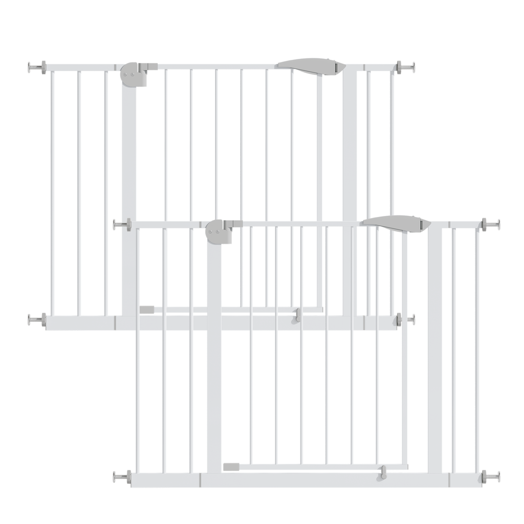 Adjustable 2 Pack Baby Gate with Double Safety Lock - White