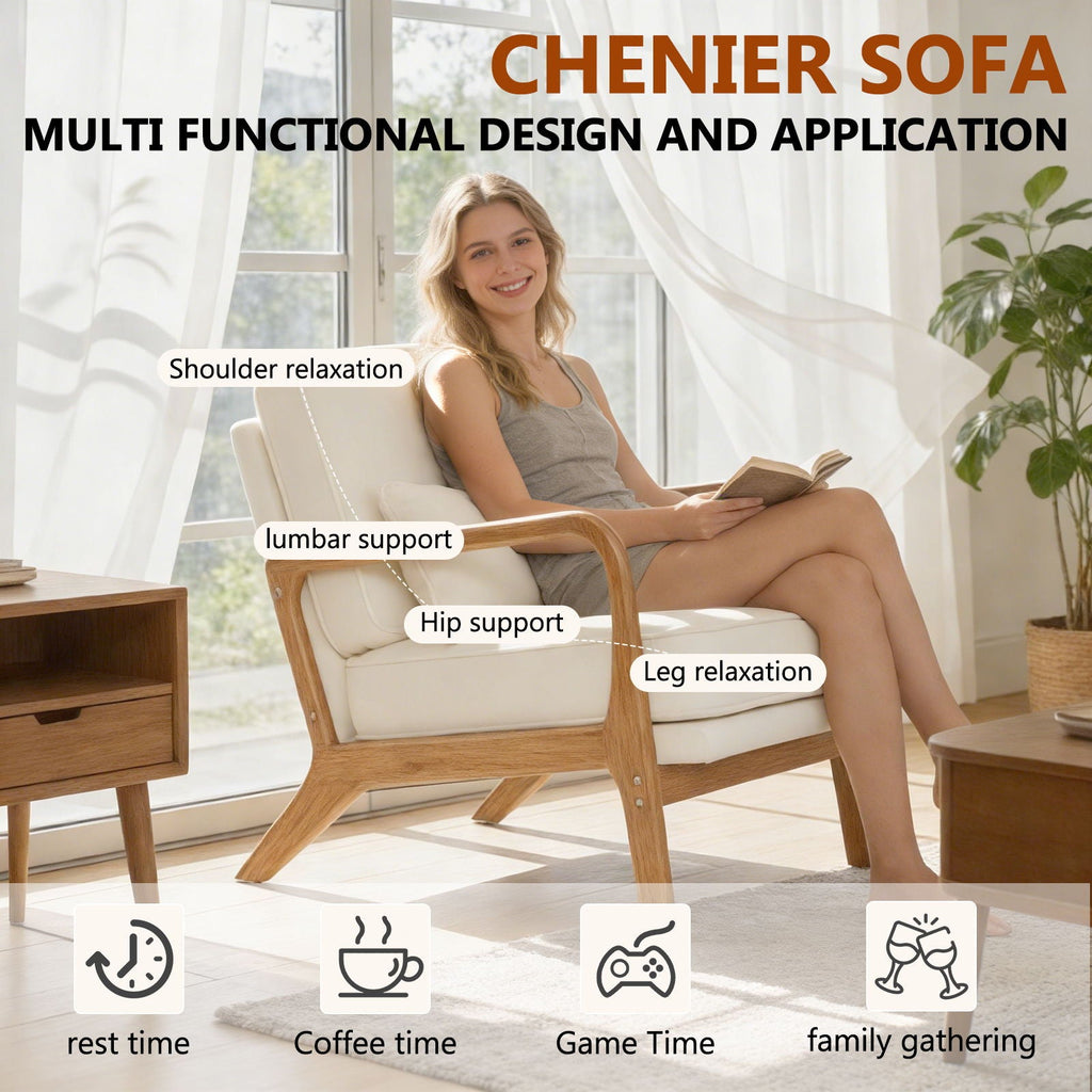 Upholstered Living Room Chair with Curved Armrests - Choice of Color