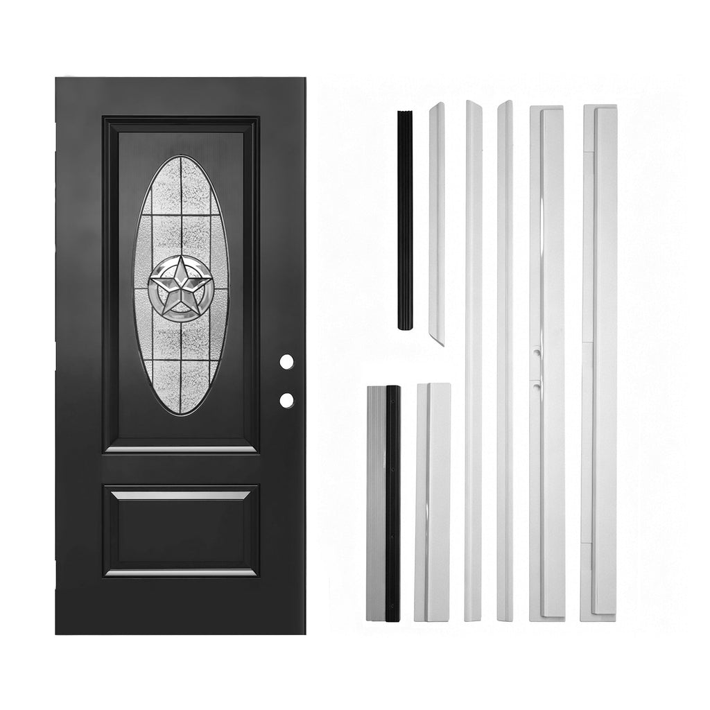 36"x80" Fiberglass Front Door with Durable Construction - Black