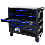 12 Layer Drawer Multi Purpose Tool Cart with Wheels and Iron Top - Black / Blue