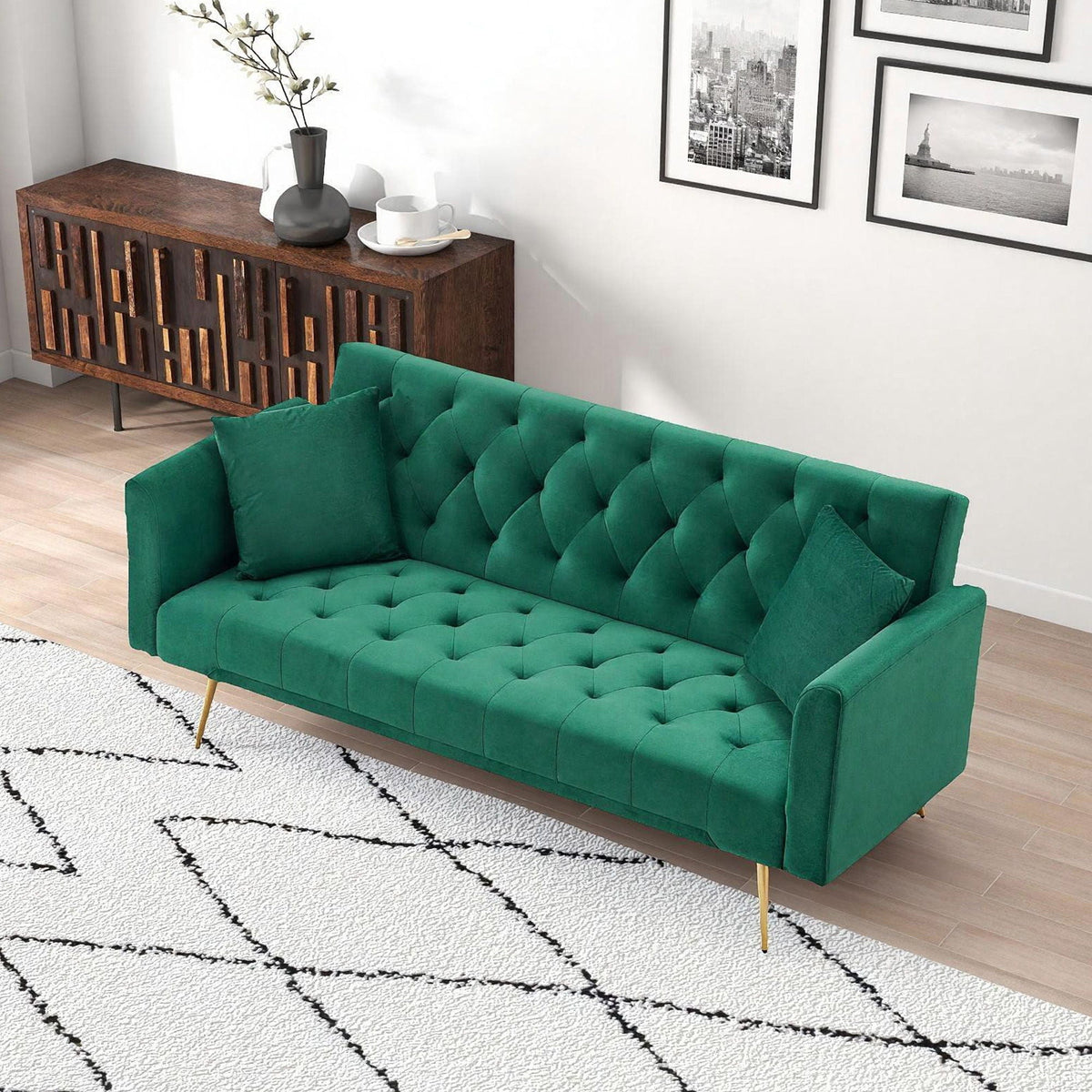 Convertible Fabric Futon Sofa Bed with Adjustable Positions - Multiple Colors