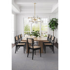 Solid Ash Wood Dining Chair Set with Rattan Cane Seat - Black or Light Brown