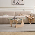 Modern Center Coffee Table with Tempered Glass Top - Light Brown, Black, Dark Brown