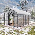 Gain Height Windproof Greenhouse with Heavy-Duty Frame - Black