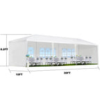 10x30' Outdoor Garden Gazebo Canopy with 8 Removable Sidewalls - White